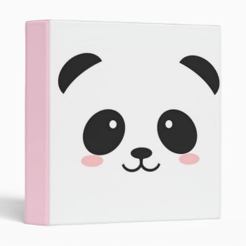 Cute Happy Face Panda 3 Ring Binder by Pizazzed at Zazzle