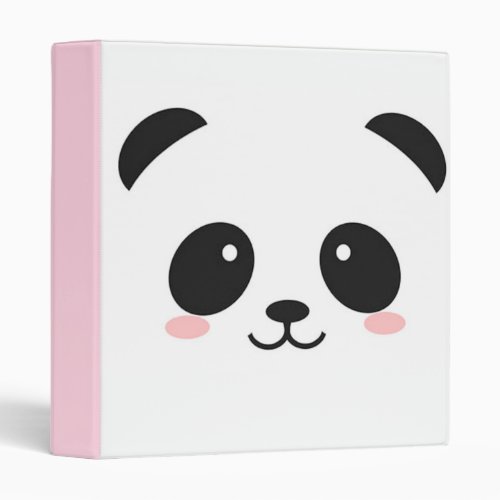 Cute Happy Face Panda 3 Ring Binder