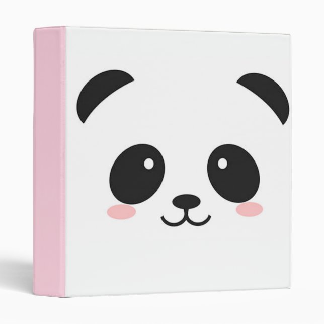 Cute Happy Face Panda 3 Ring Binder (Front/Spine)