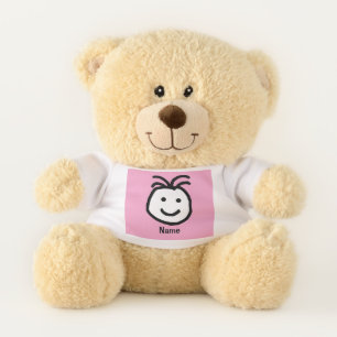 Cute Happy Face Pink Teddy Bear