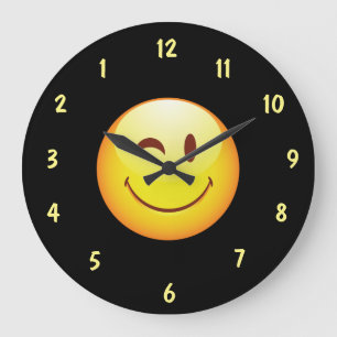 Cute Happy Face Reverse Dial Large Clock
