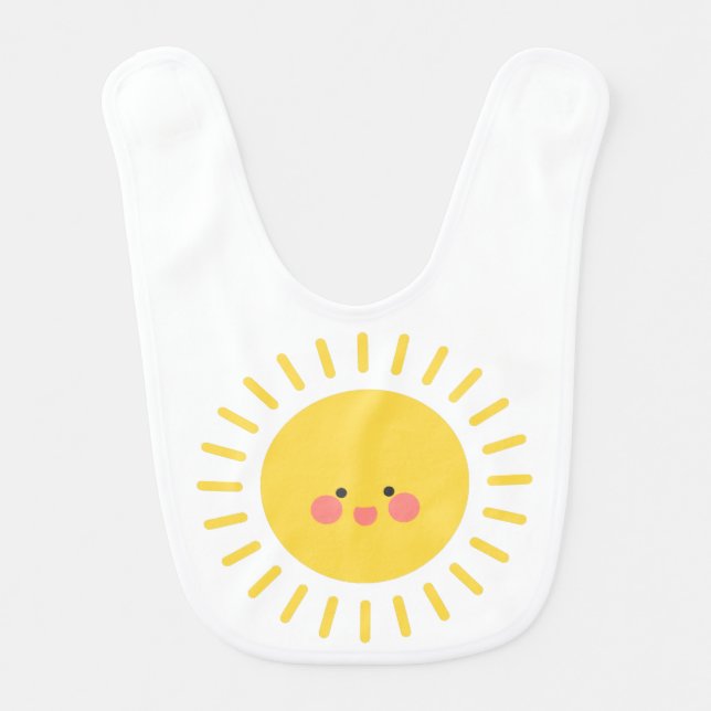 Cute Happy Face Sun Summer Sunshine Baby Bib (Front)