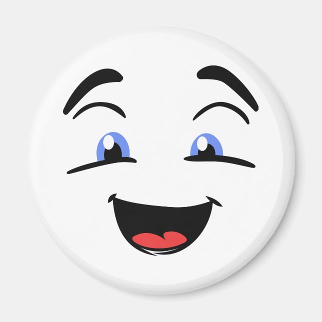 Cute Happy Face With Blue Eyes Magnet (Front)