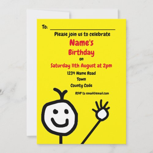 Cute Happy Face Yellow Party Invitation