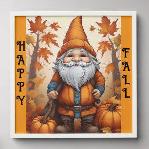 Cute Happy Fall Gnome Photo Tile