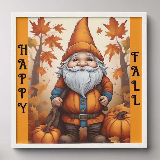 Cute Happy Fall Gnome Photo Tile (Front Set)