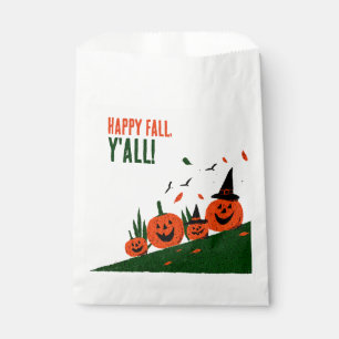 Cute Happy Fall Y'all Pumpkin Witch Hat Favor Bag