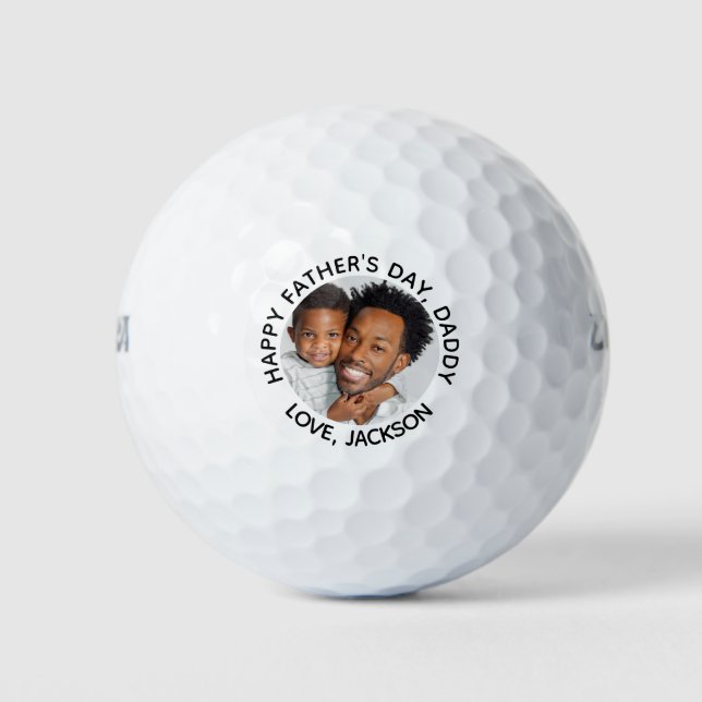 Cute Happy Fathers Day Daddy Photo Golf Balls (Front)