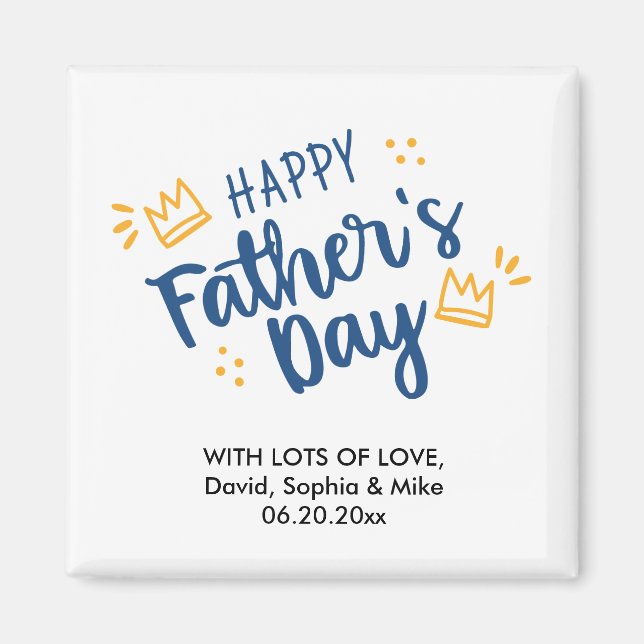 Cute Happy Fathers Day Personalized Custom Text Magnet (Front)