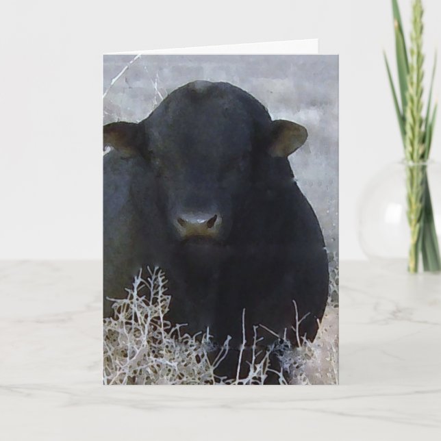 Cute Happy Father's Day Ranch Farm Bull Card (Front)
