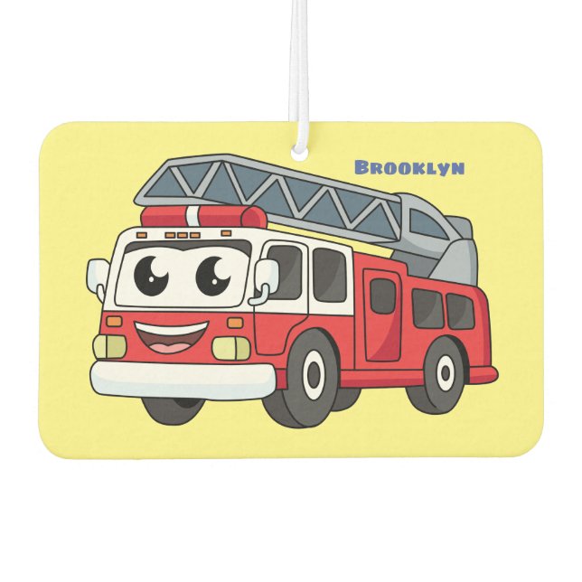 Cute happy fire engine cartoon air freshener (Front)