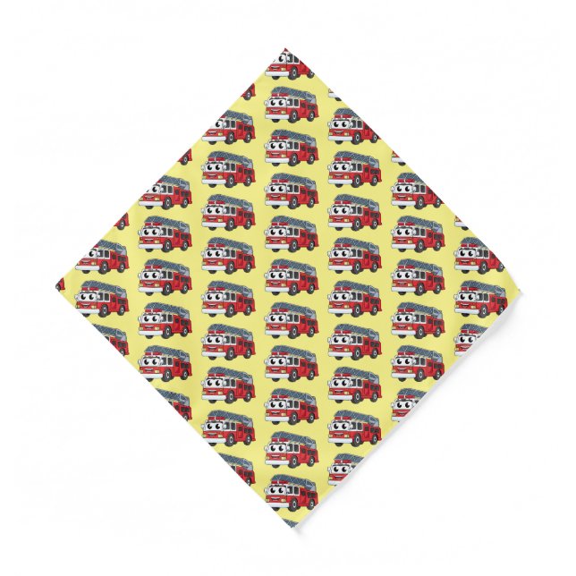 Cute happy fire engine cartoon bandana (Front)