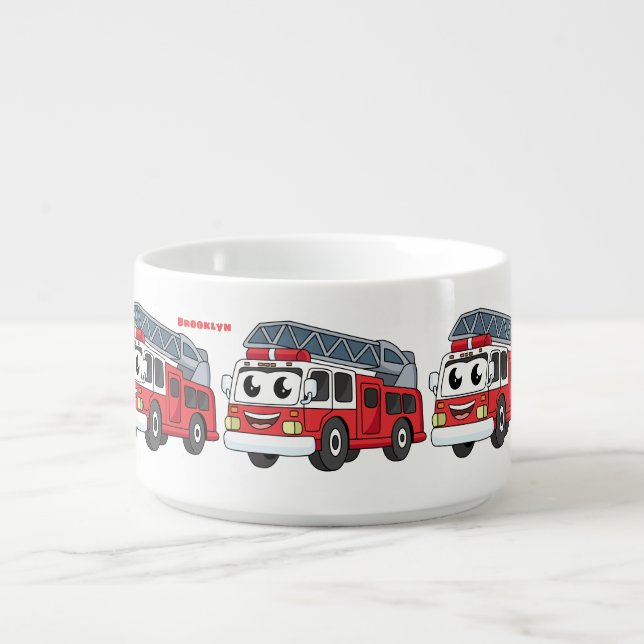 Cute happy fire engine cartoon bowl (Center)