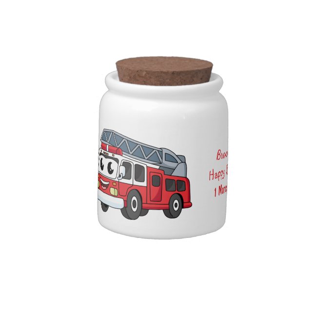 Cute happy fire engine cartoon candy jar (Left)