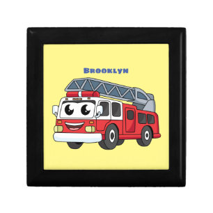 Cute happy fire engine cartoon gift box
