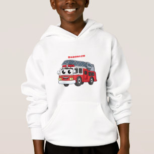 Cute happy fire engine cartoon hoodie