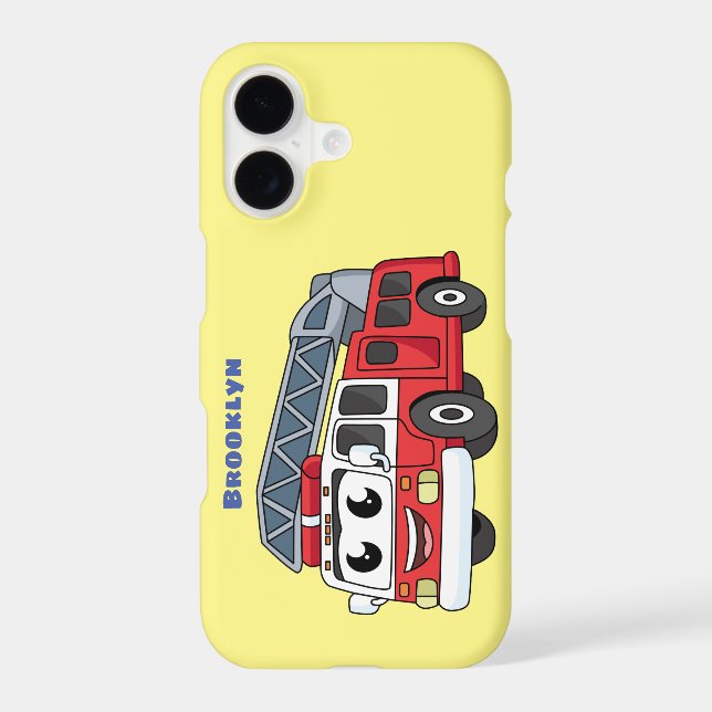 Cute happy fire engine cartoon iphone case (Back)