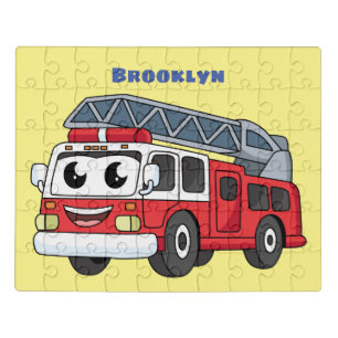 Cute happy fire engine cartoon jigsaw puzzle