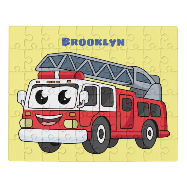 Cute happy fire engine cartoon jigsaw puzzle (Puzzle Horizontal)