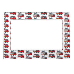 Cute happy fire engine cartoon magnetic frame