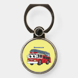 Cute happy fire engine cartoon phone ring stand