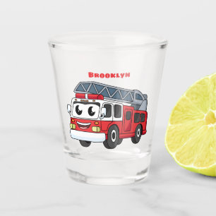 Cute happy fire engine cartoon shot glass