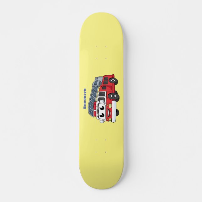 Cute happy fire engine cartoon skateboard (Front)