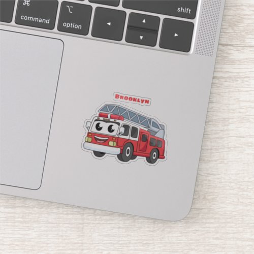 Cute happy fire engine cartoon sticker