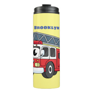Cute happy fire engine cartoon thermal tumbler