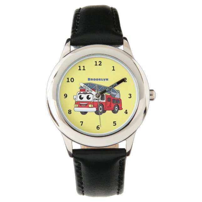 Cute happy fire engine cartoon watch (Front)