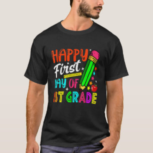 Cute Happy First Day Of 1st Grade Back To School T-Shirt