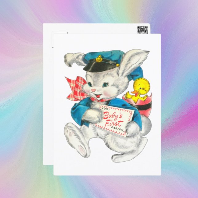 cute Happy First Easter bunny Holiday Postcard (Creator Uploaded)