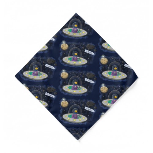 Cute happy fish ufo space cartoon illustration bandana