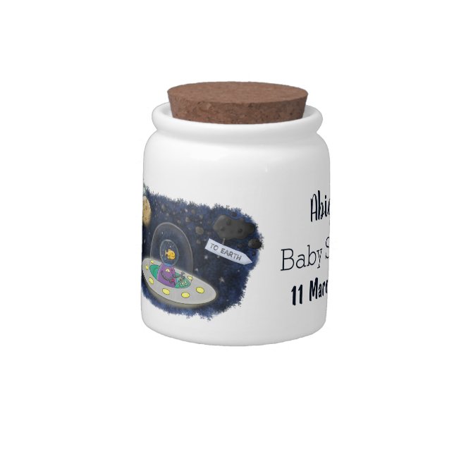 Cute happy fish ufo space cartoon illustration candy jar (Left)