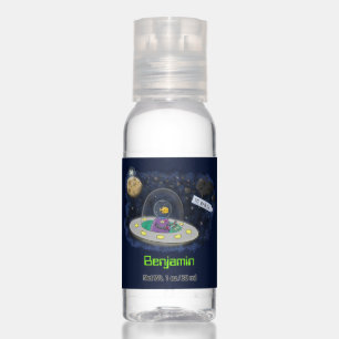 Cute happy fish ufo space cartoon illustration hand sanitizer
