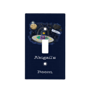 Cute happy fish ufo space cartoon illustration  light switch cover