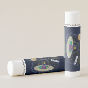 Cute happy fish ufo space cartoon illustration lip balm