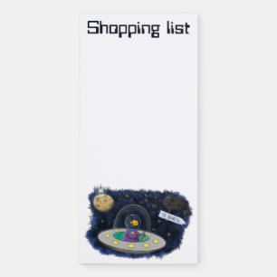Cute happy fish ufo space cartoon illustration magnetic notepad