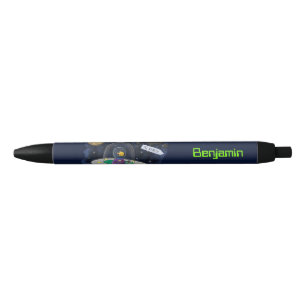 Cute happy fish ufo space cartoon illustration pen