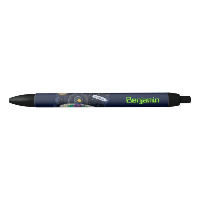 Cute happy fish ufo space cartoon illustration pen (Front)