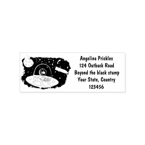 Cute happy fish ufo space cartoon illustration rubber stamp