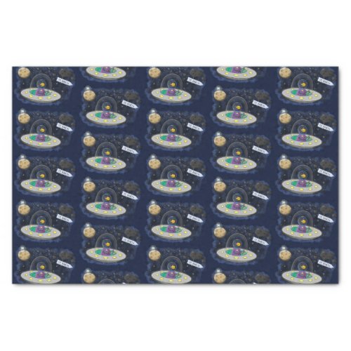 Cute happy fish ufo space cartoon illustration tissue paper