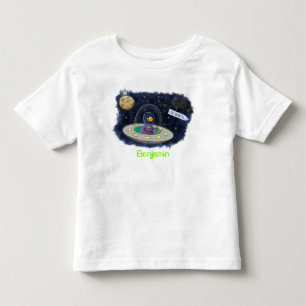 Cute happy fish ufo space cartoon illustration toddler t-shirt