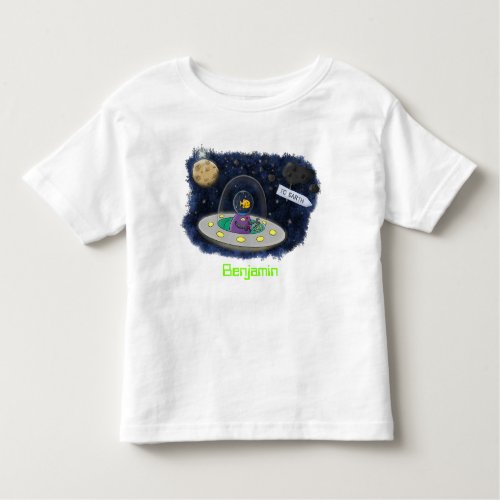 Cute happy fish ufo space cartoon illustration toddler t_shirt