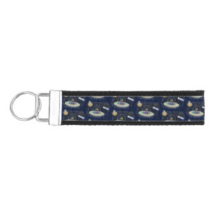 Cute happy fish ufo space cartoon illustration wrist keychain