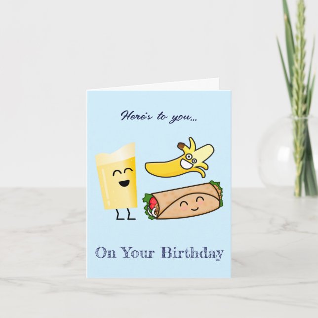 Cute Happy Food Birthday Card (Front)