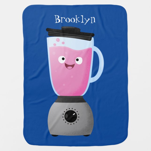 Cute happy food blender kitchen appliance cartoon baby blanket (Front)