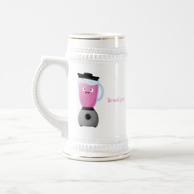 Cute happy food blender kitchen appliance cartoon beer stein (Left)