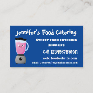 Cute happy food blender kitchen appliance cartoon business card