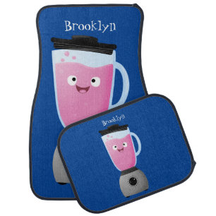 Cute happy food blender kitchen appliance cartoon car floor mat